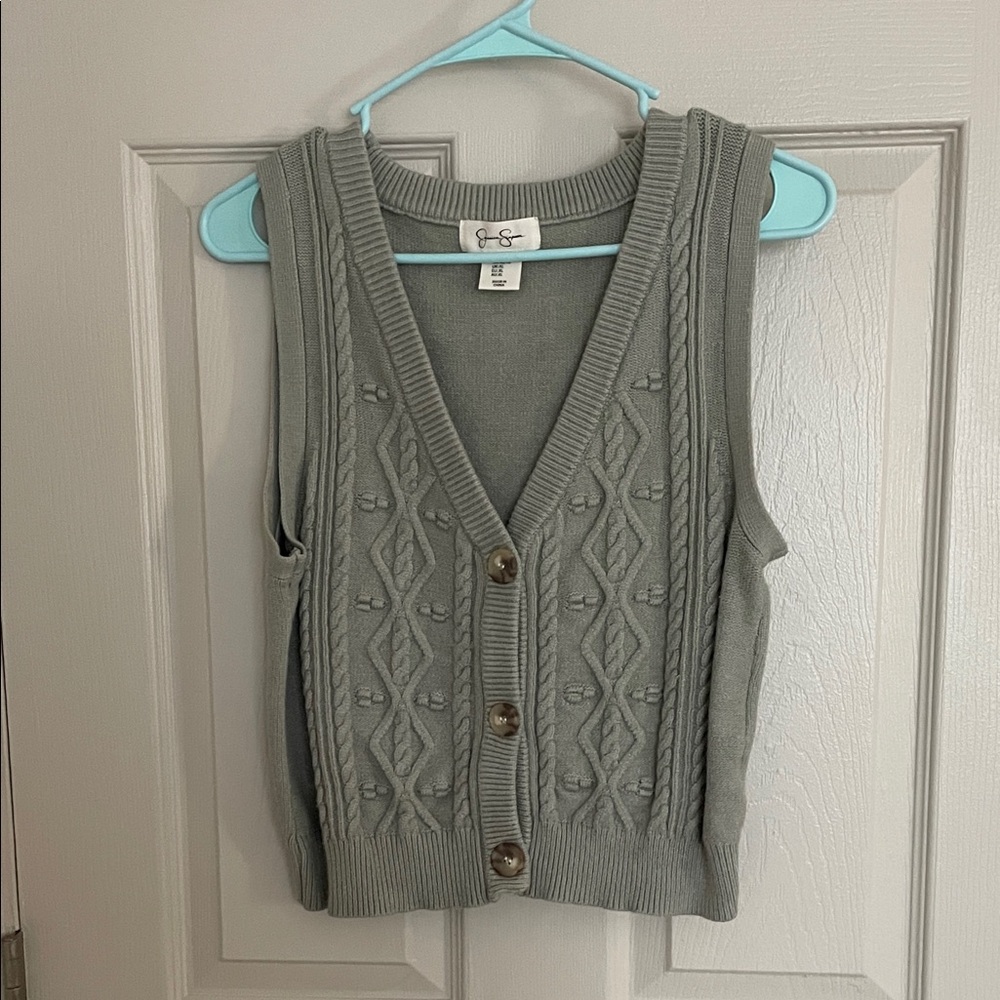 Jessica Simpson Gray V-Neck Sweater Vest